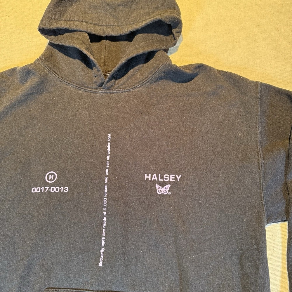 Halsey Butterfly Hoodie Black Graphic Pullover Sweatshirt Official Merch Lyrics - Picture 4 of 9